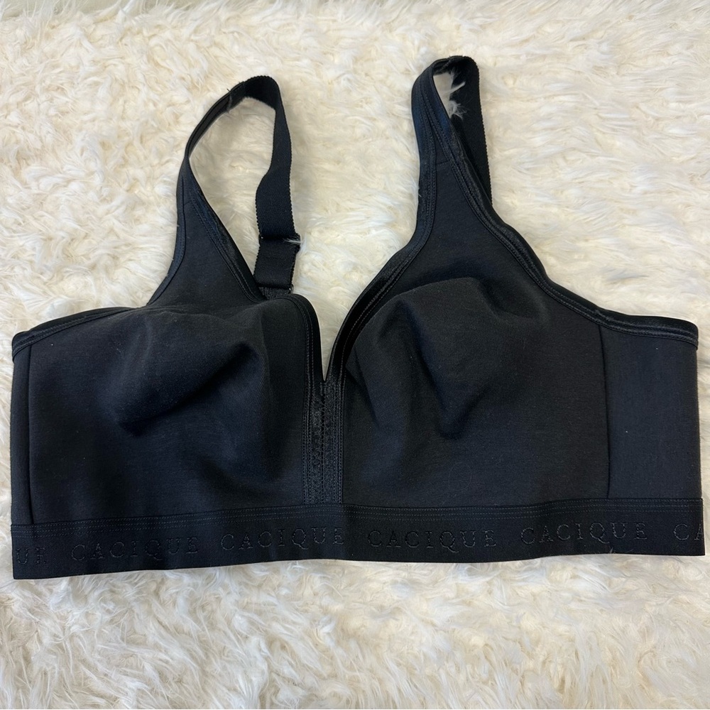 Cacique Cotton Blend Black No Wire Full Coverage Bra